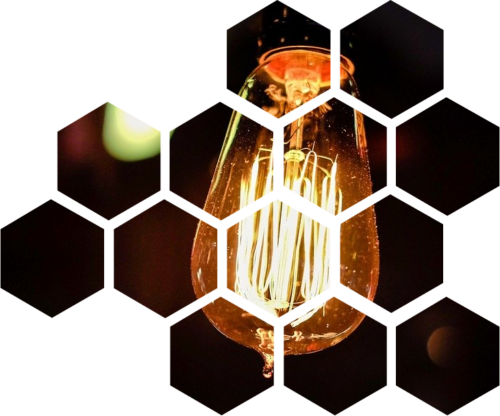 honeycomb geometric pattern Light bulb switched on